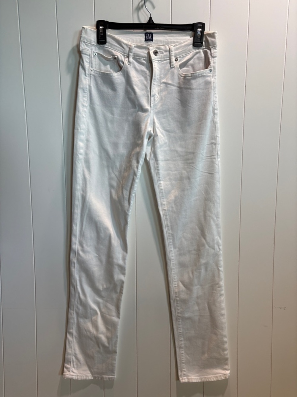 GAP denim white jeans straight leg long length 28